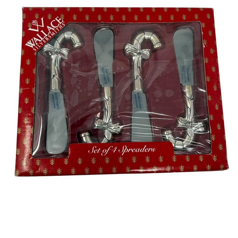 Wallace Silversmiths Candy Cane Spreader Set Of 4 Vintage Silverplated Christmas